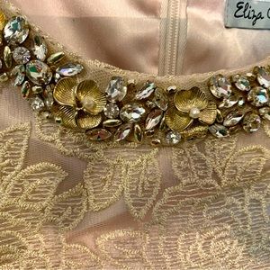 Eliza J Dress Embellished Collar Lace Fit & Flare Dress Size 8